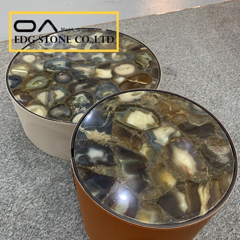 Blue Agate Stone Side Table Tops