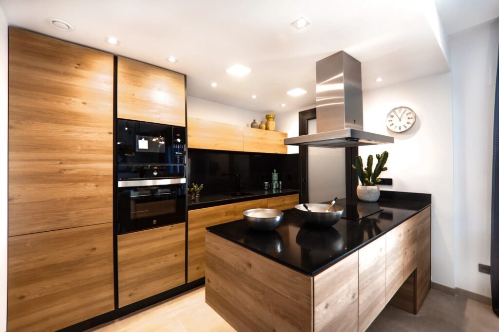 black quartz countertop kitchen