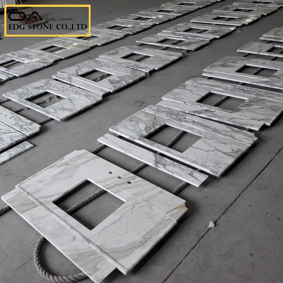 Calacatta gold marble bathroom countertops