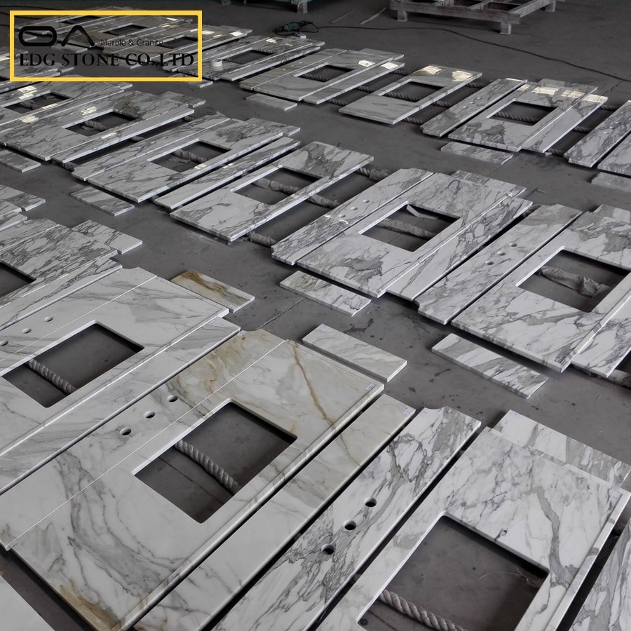 Calacatta white marble countertops