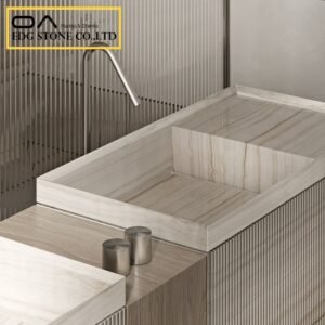 what color vanity goes with grey marble