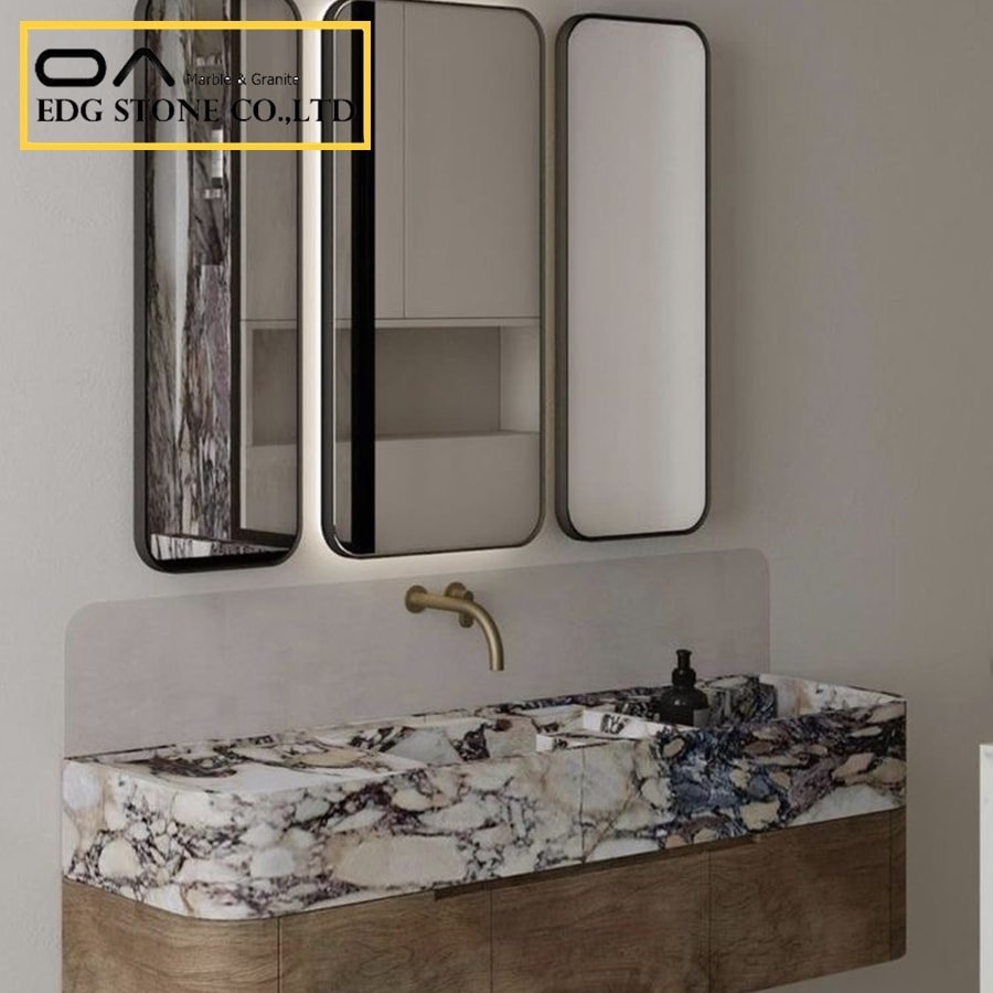 what colour goes with marble bathroom