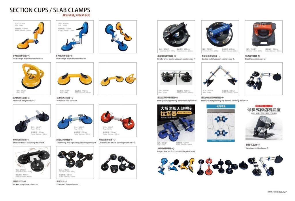 Multi‑Angle Adjustment Sucker & Electric Suction Cup & Carrying System for Porcelain Slab