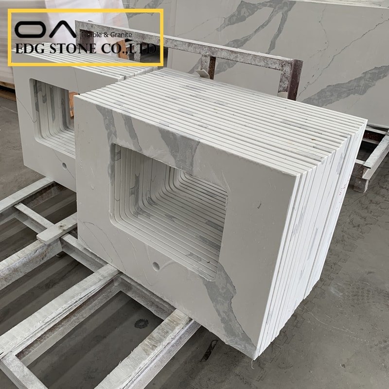 white quartz bathroom vanity