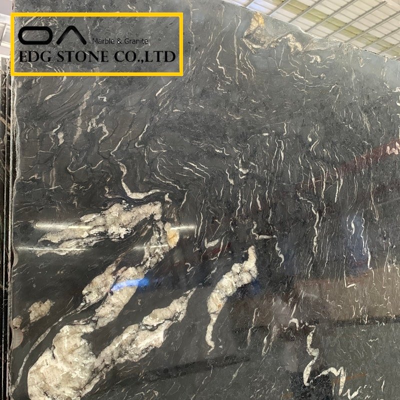 Cosmic Black Polished Granite Slab Random