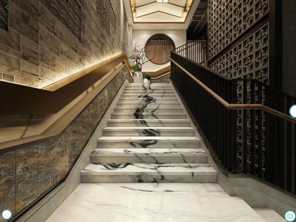 panda white marble stairs for homes