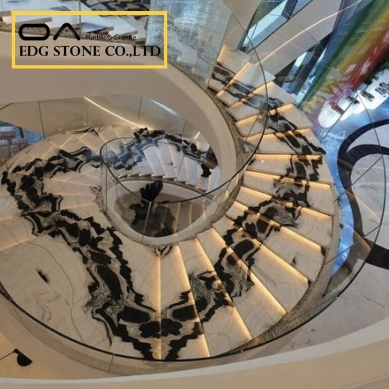 panda white marble steps