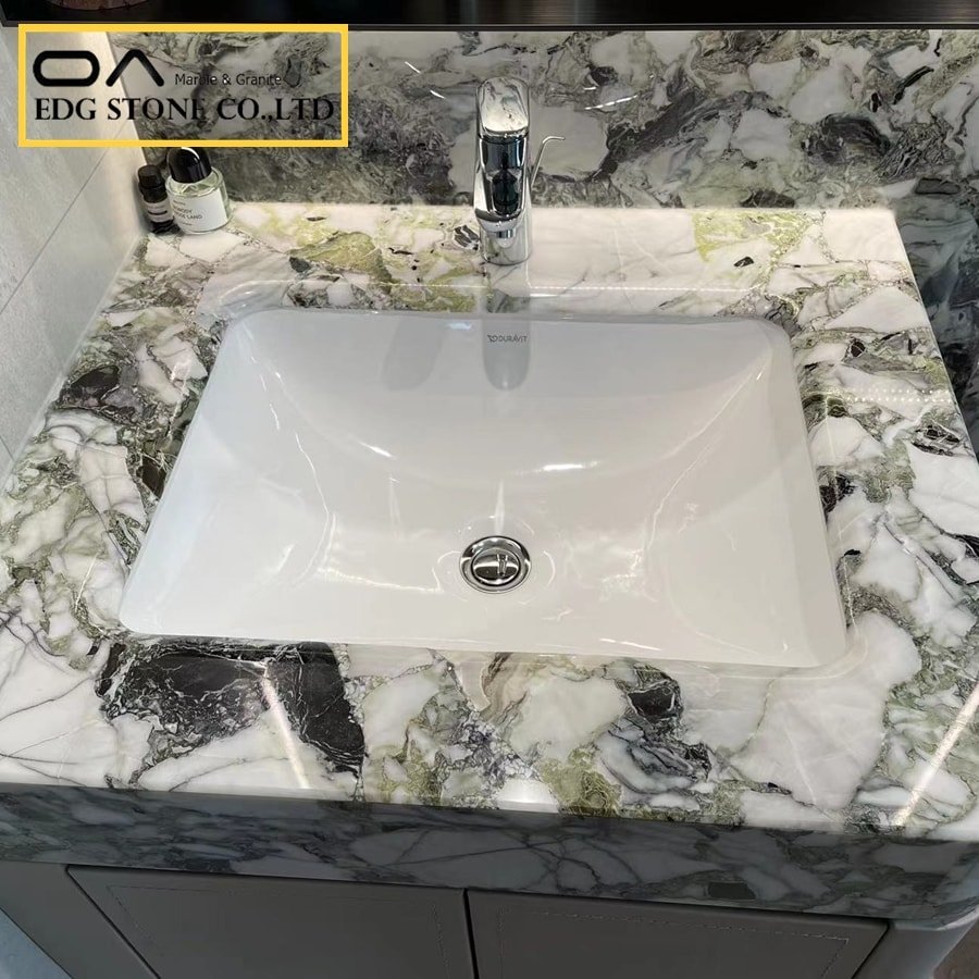 clean green marble countertop