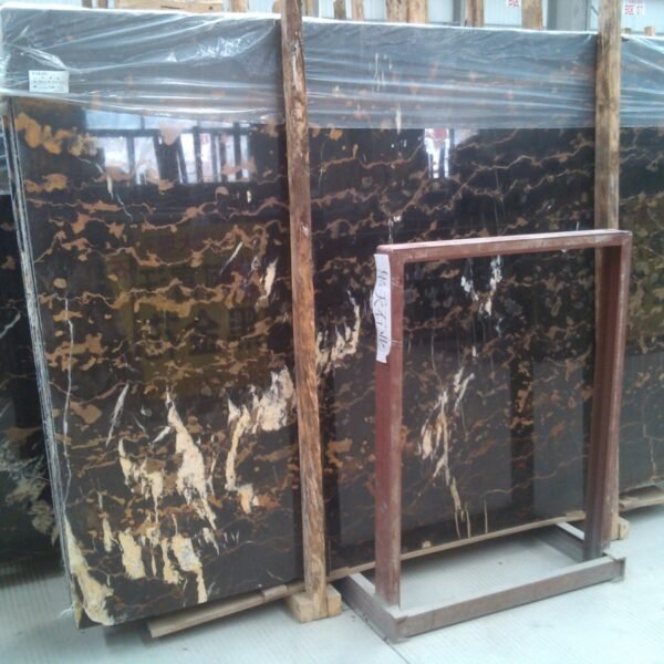 Black and gold marble slab