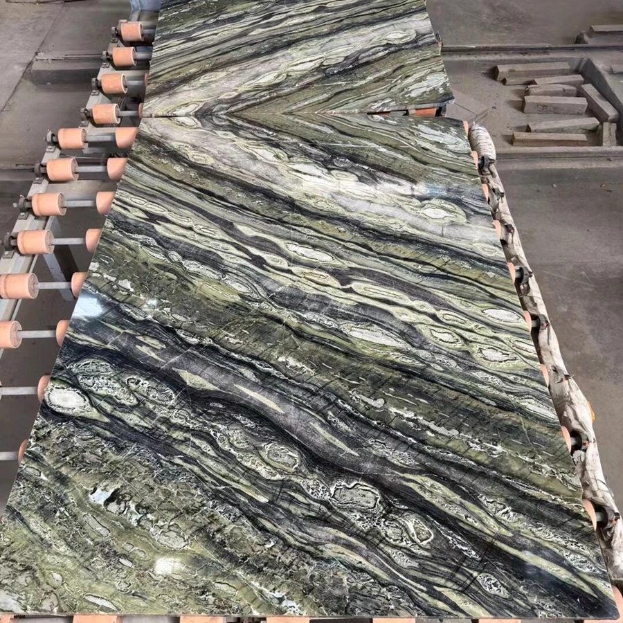 Buy Dedalus Green marble slabs wholesale book-matched panels