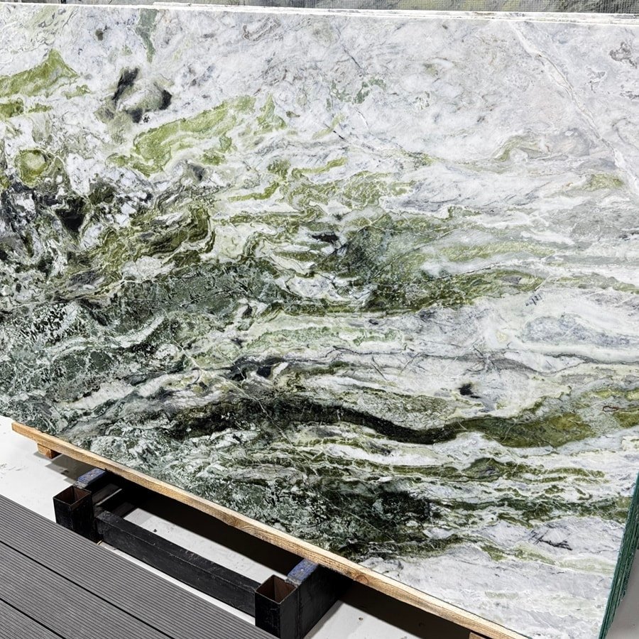 Prague green marble bookmatched panels supplier