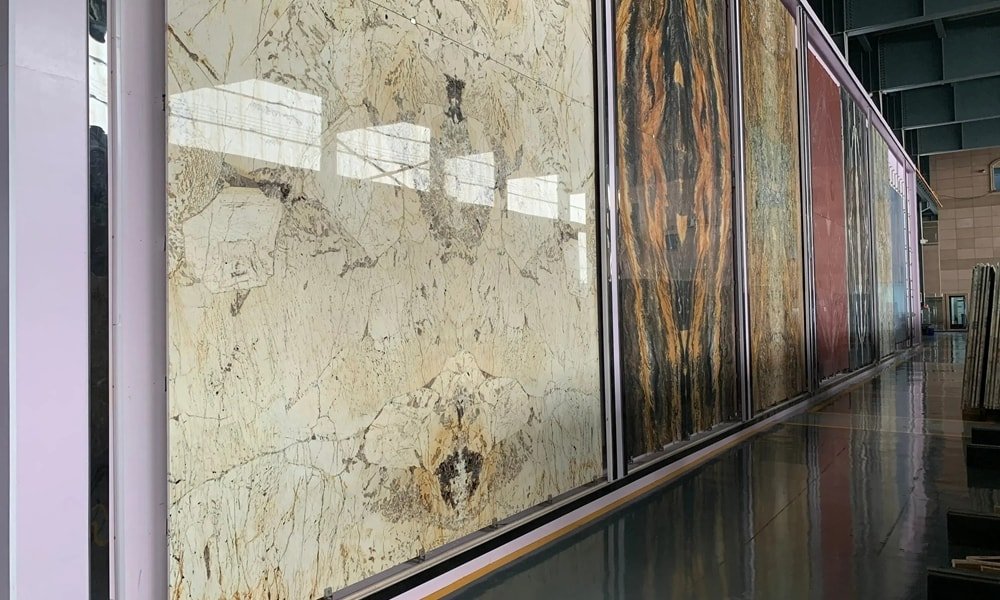 Bookmatched stone slabs