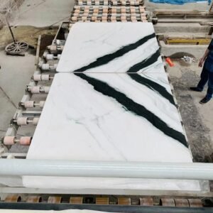 Bookmatching Panda White marble