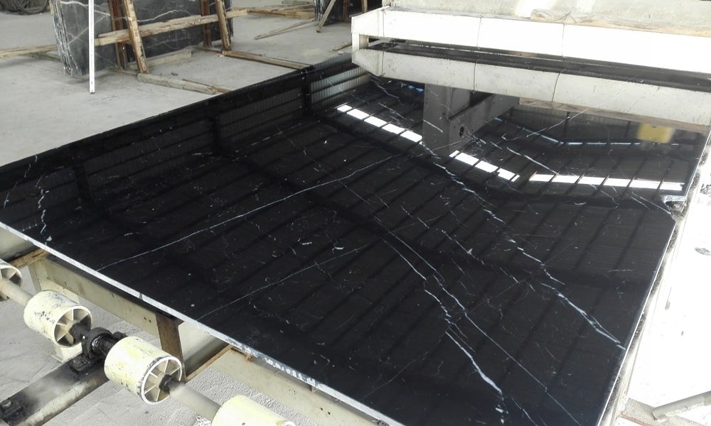 Nero Marquina black marble slab