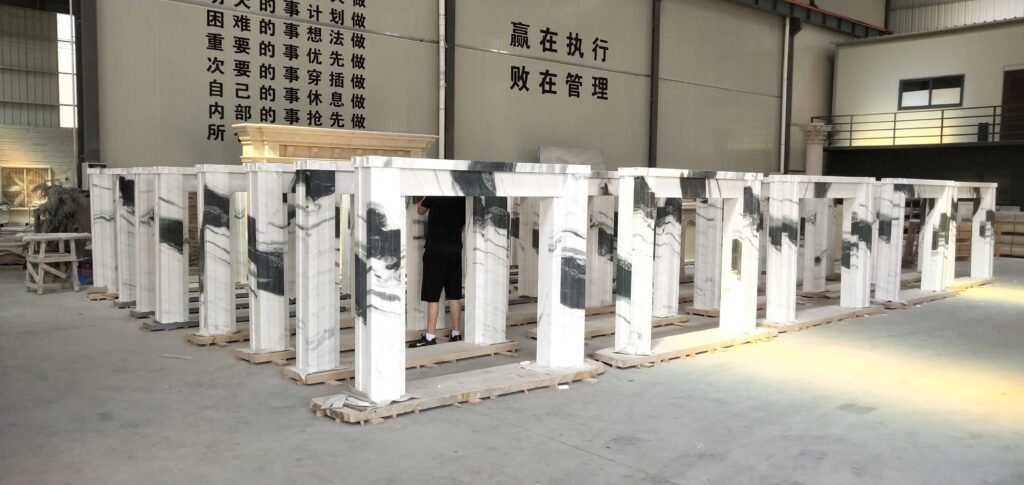 Panda white marble fireplaces