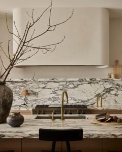 white kitchen marble countertop