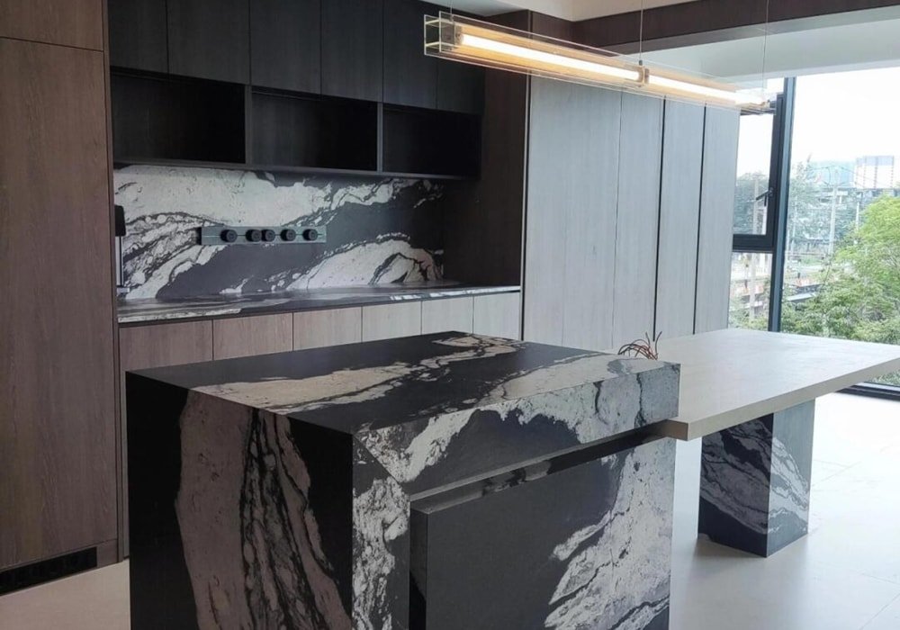 Panda White marble kitchen countertops