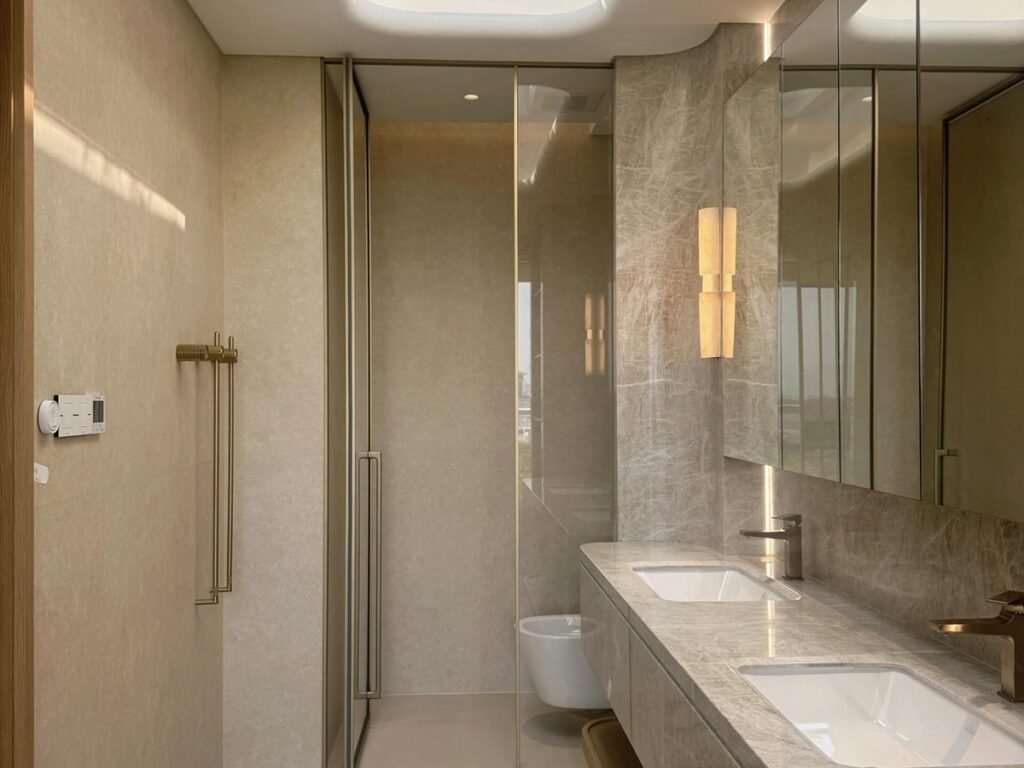 Taj Mahal quartzite bathroom