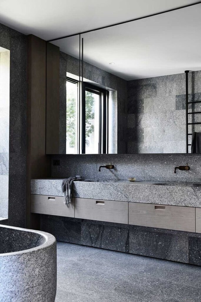 honed marble bathroom