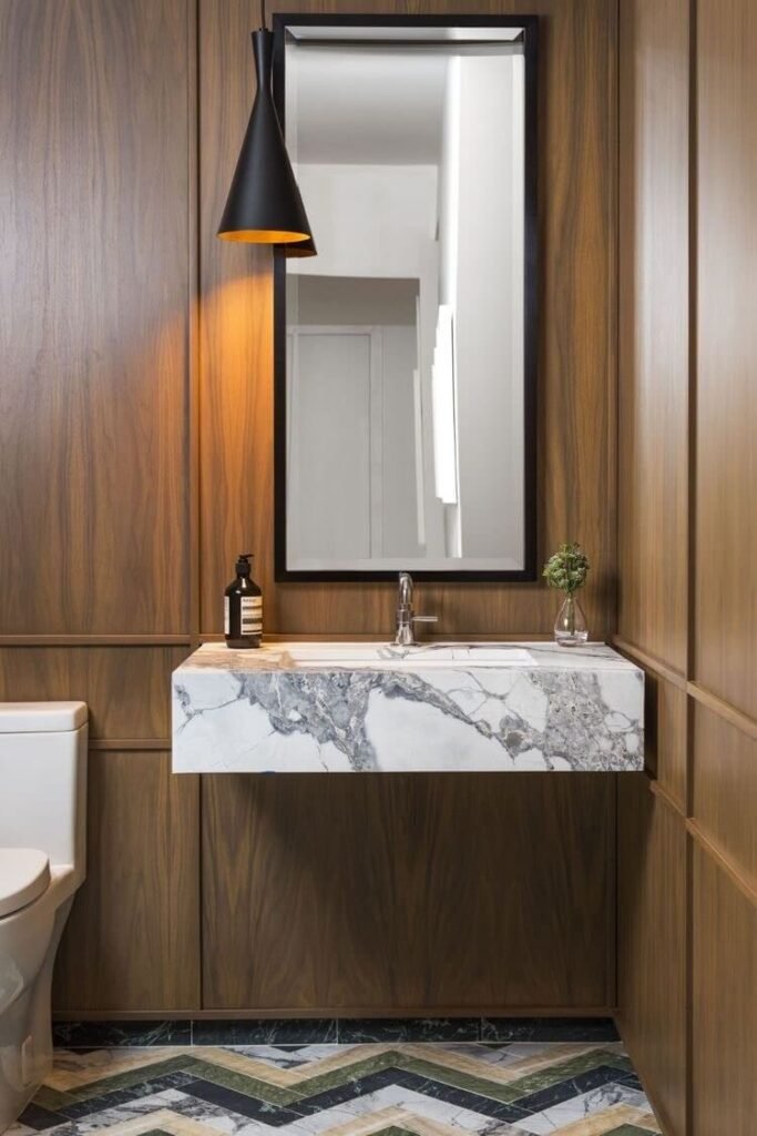 honed marble shower