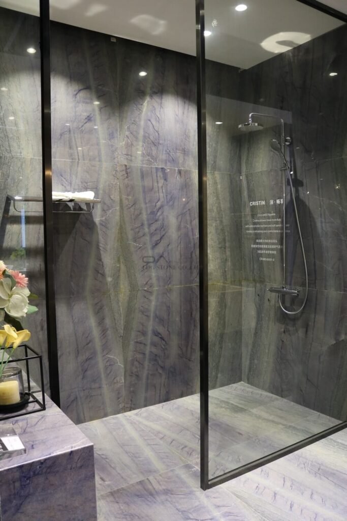 quartzite shower walls installation