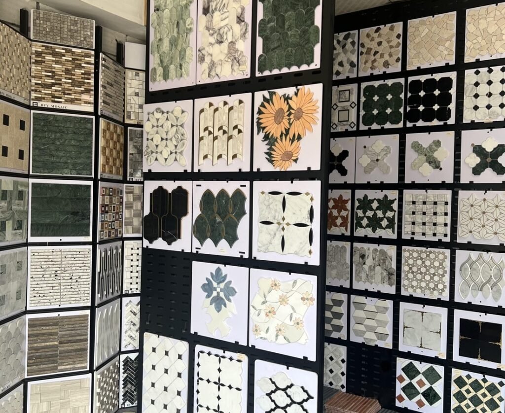 stone mosaic tile shower floor