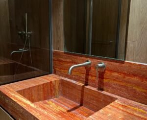 Travertine, limestone, and onyx bathroom vanity tops