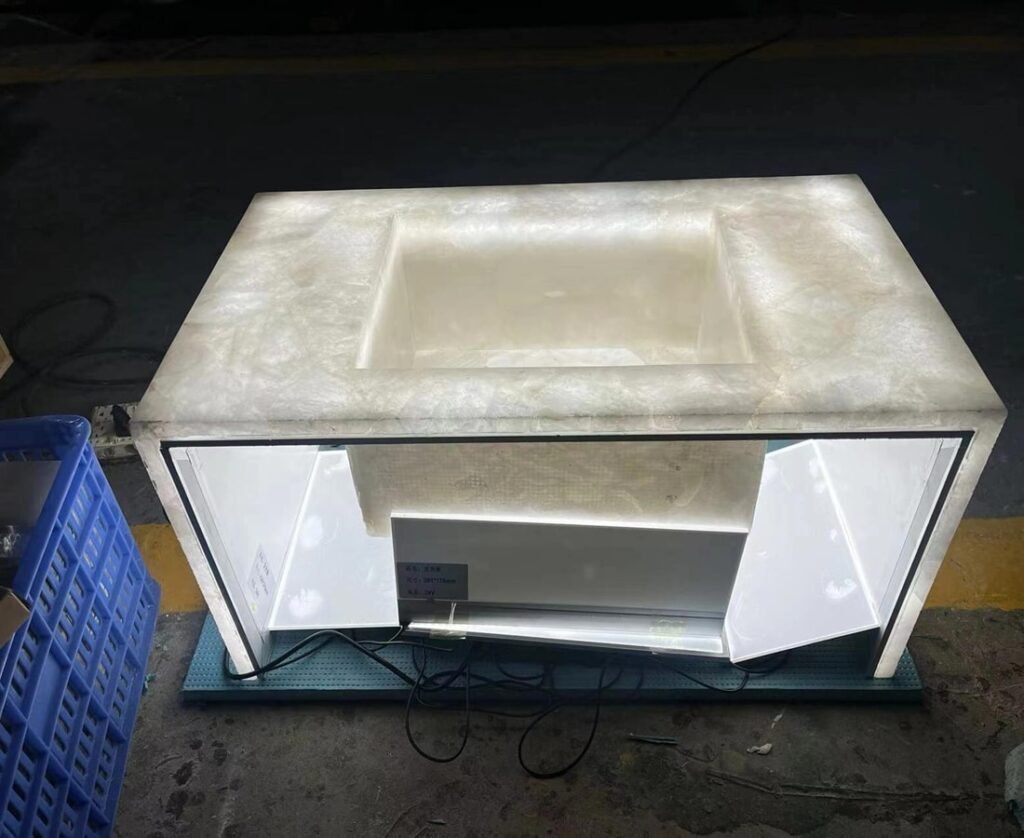 backlit stone vanity
