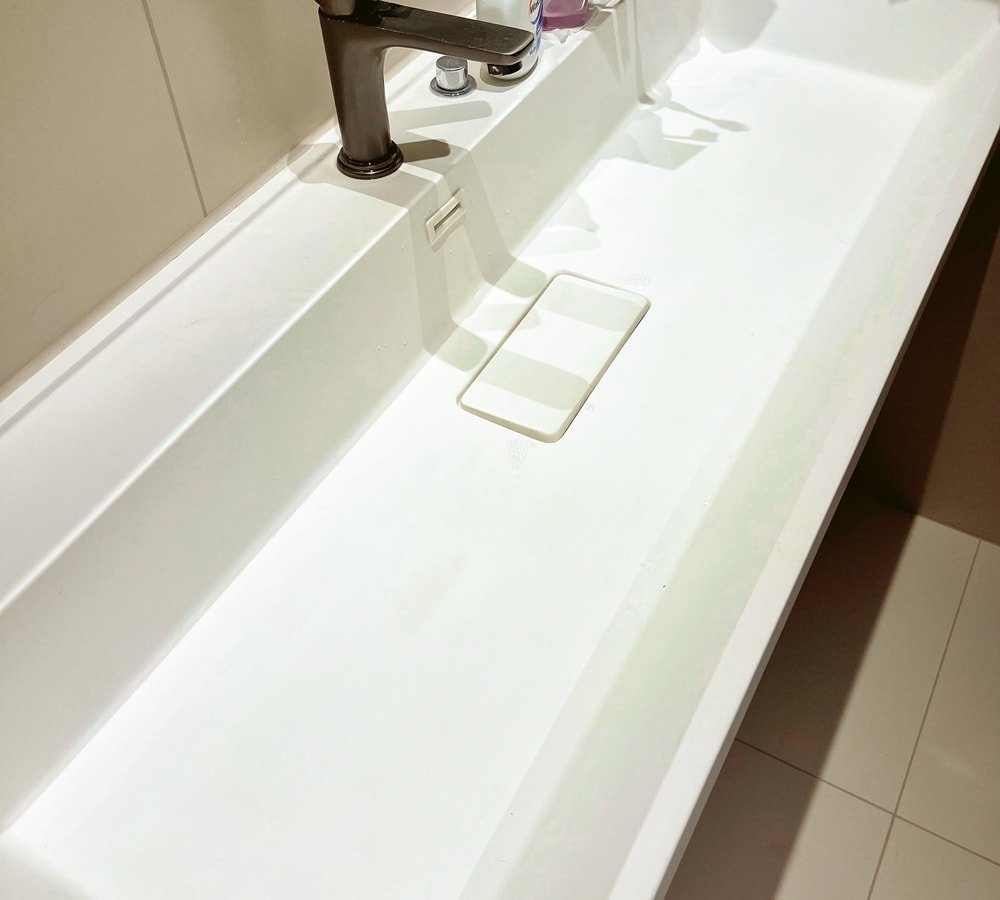 nano glass countertop bathroom