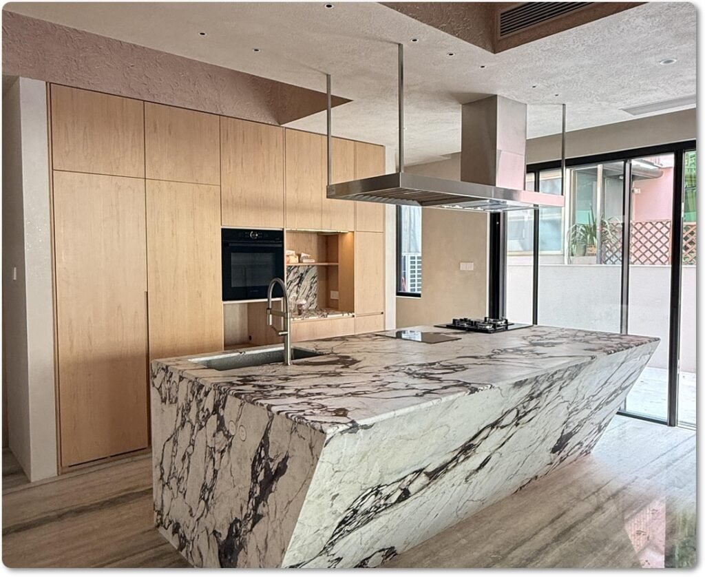 white marble kitchen island slabs