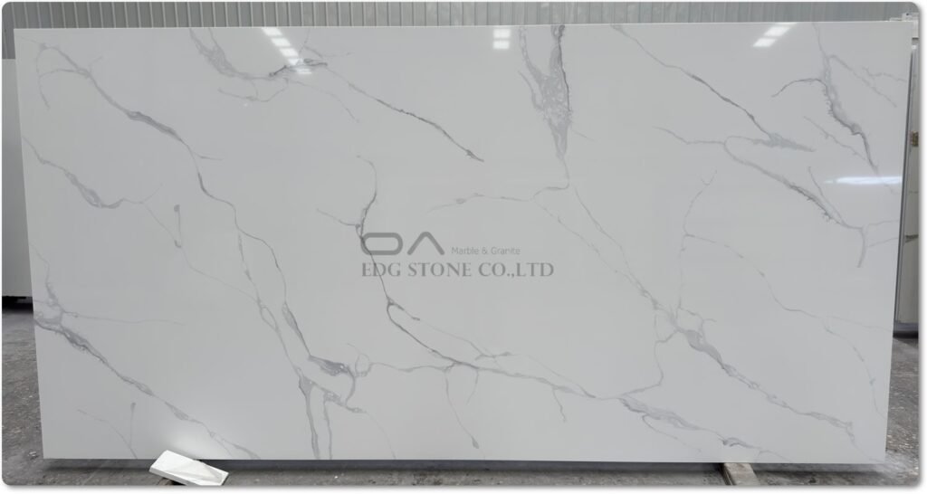 Calacatta Quartz slab quality inspection