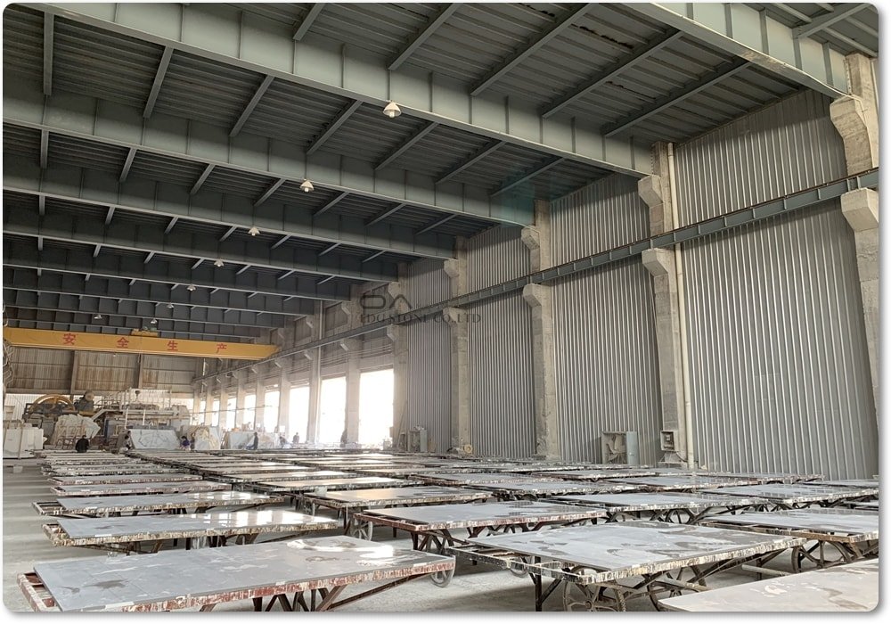 Calacatta marble slab inspection