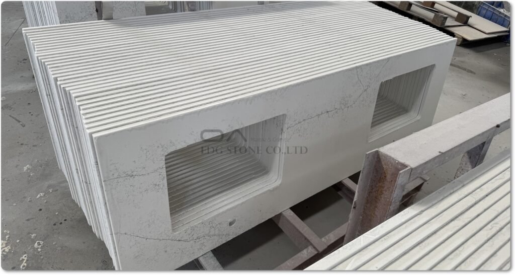 White Calacatta Quartz bathroom vanity top