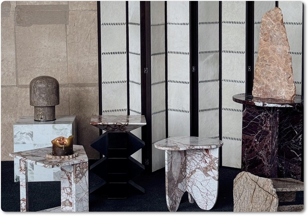 calacatta marble side table