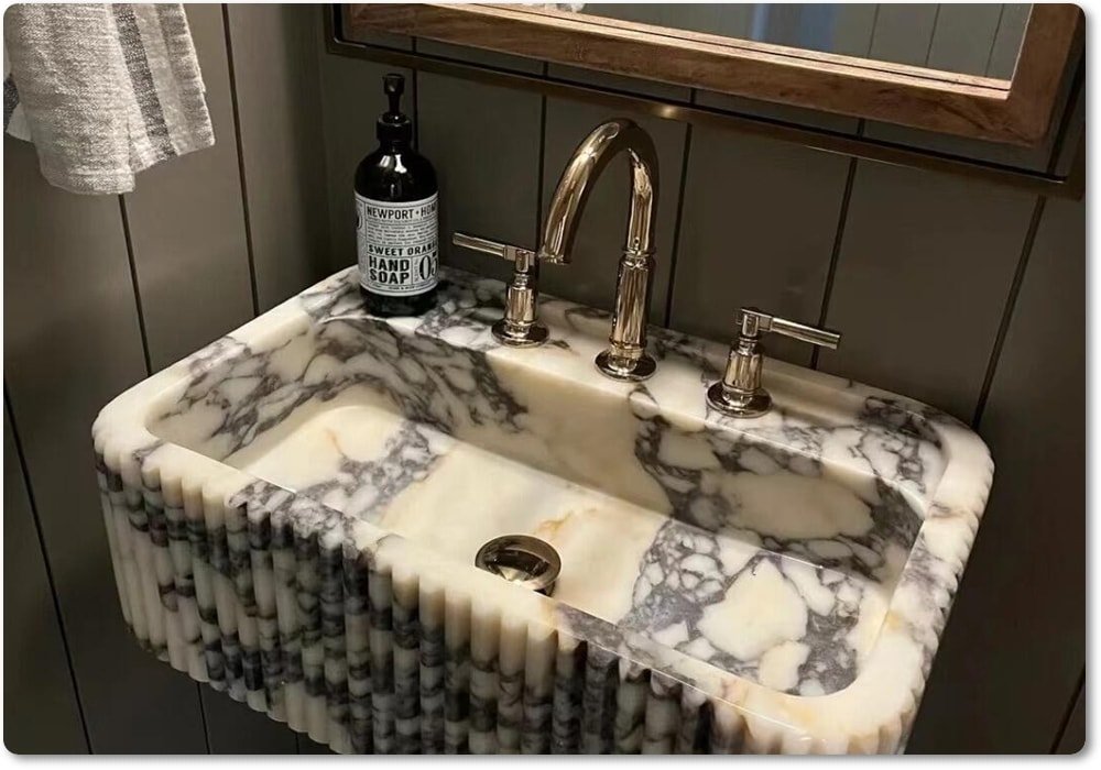 calacatta viola marble sink
