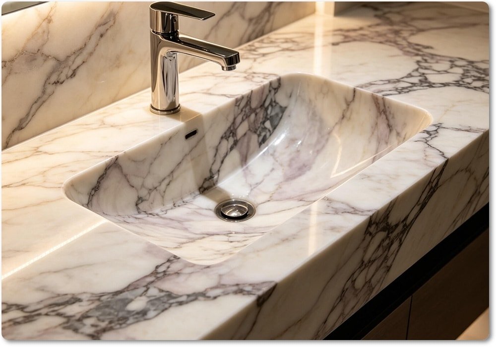 carved marble bathroom sink