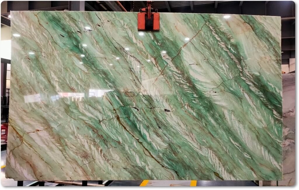 green quartzite slabs for luxury kitchens