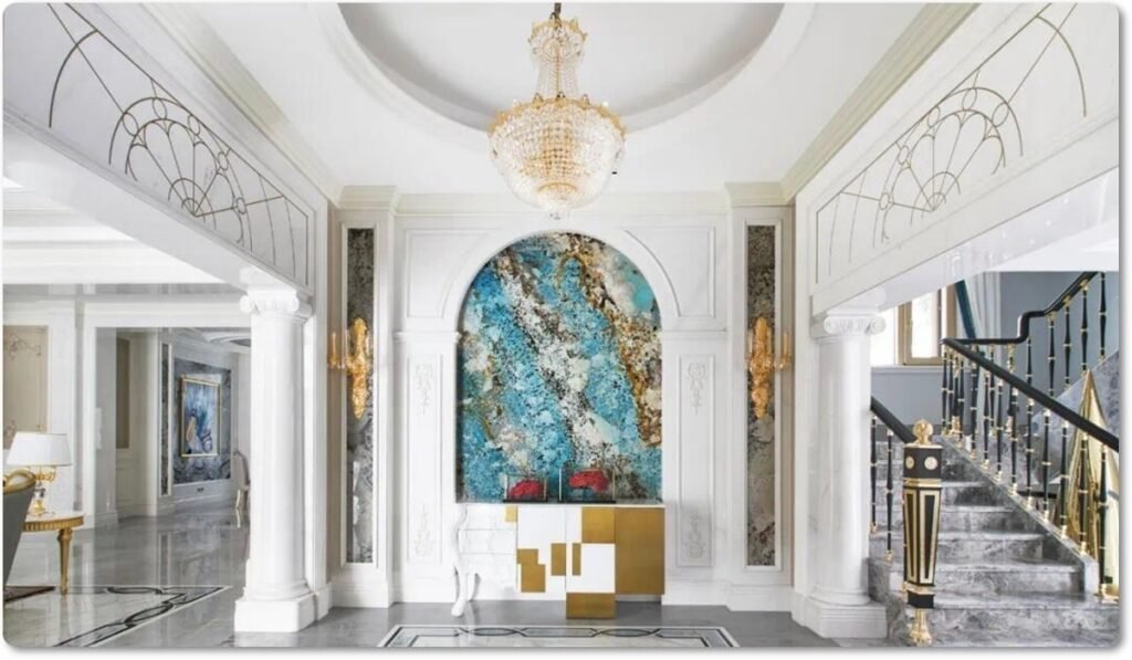 Luxury hotel lobby marble flooring specification