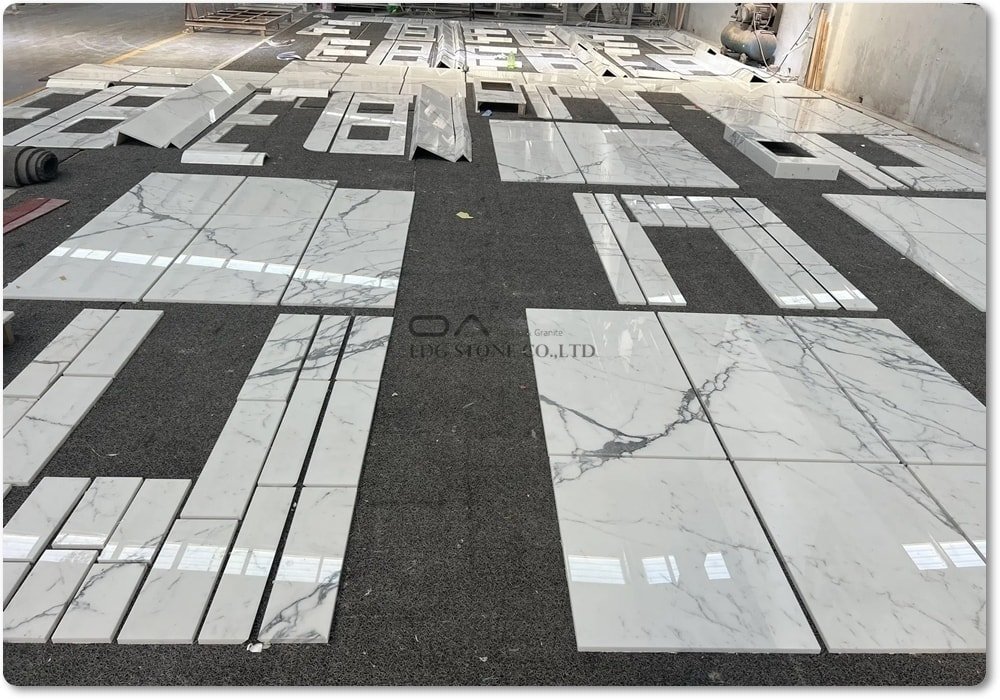 White Marble Slabs vs White Marble Tiles