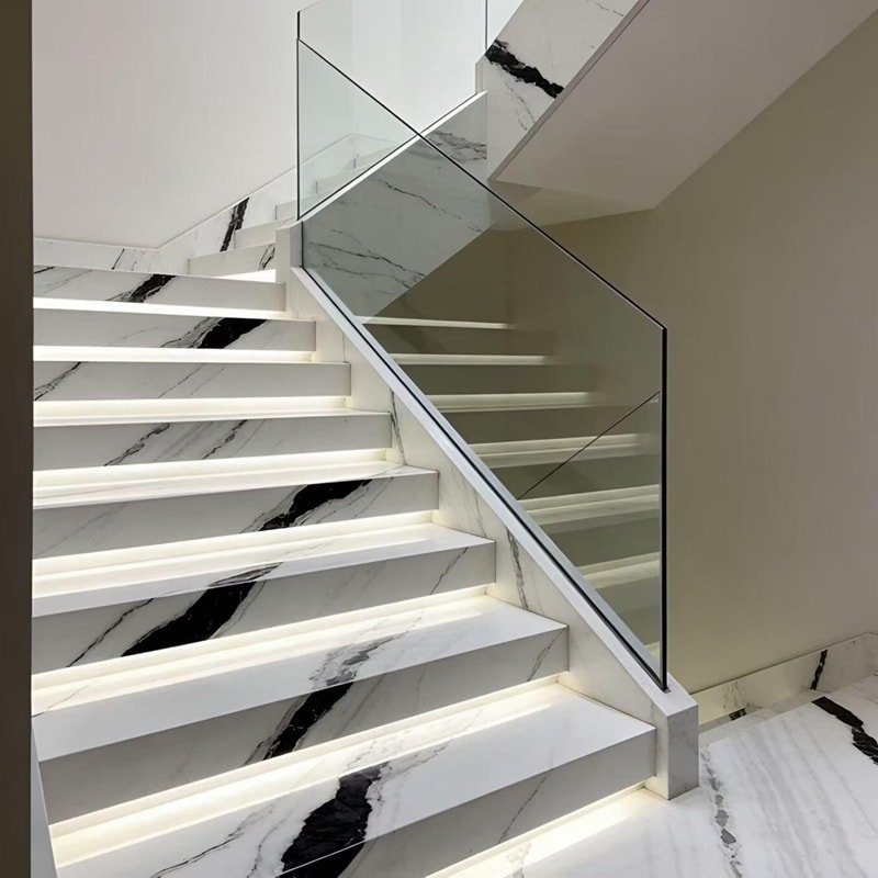 double molding marble stairs