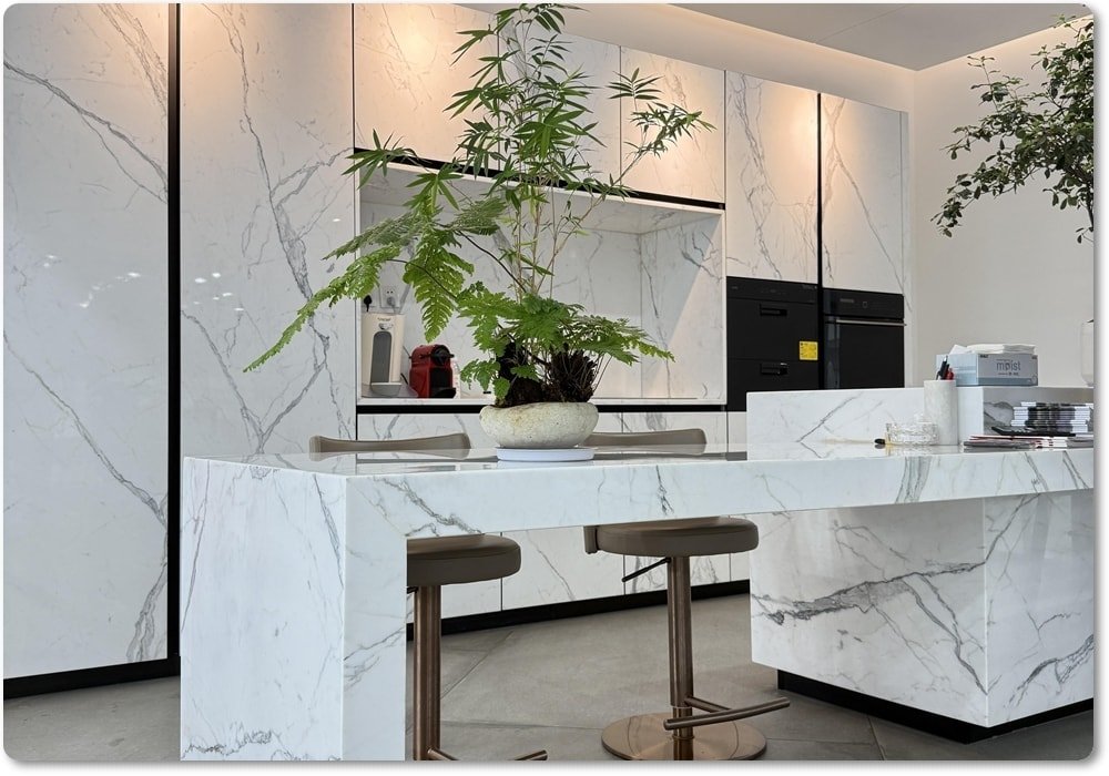 premium white marble block inspection