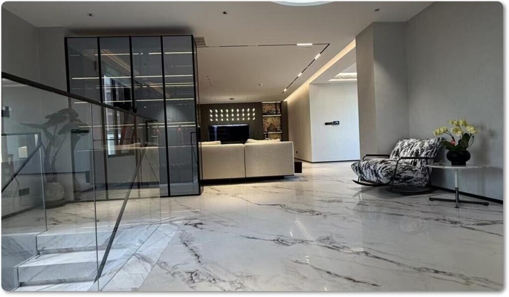 white marble floor tiles underfloor heating engineering