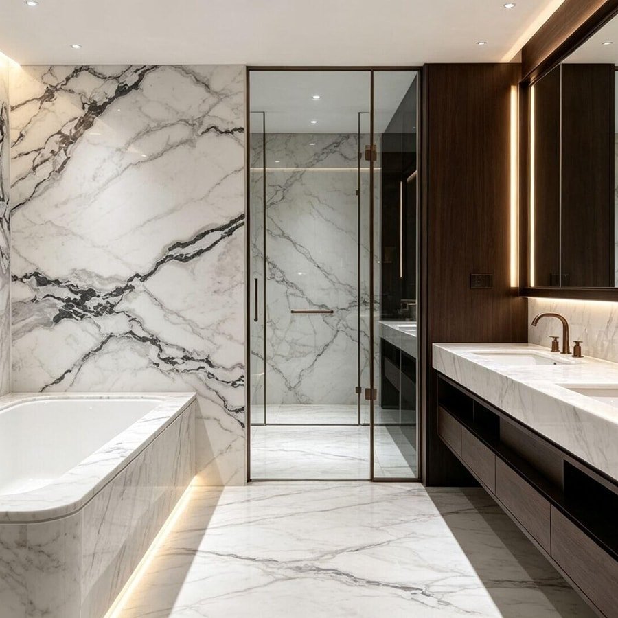 White Marble Bathroom Design​