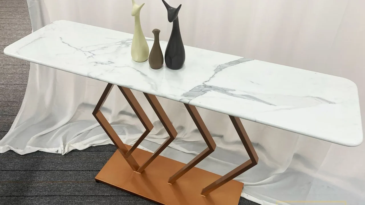 Calacatta gold marble rectangle end table