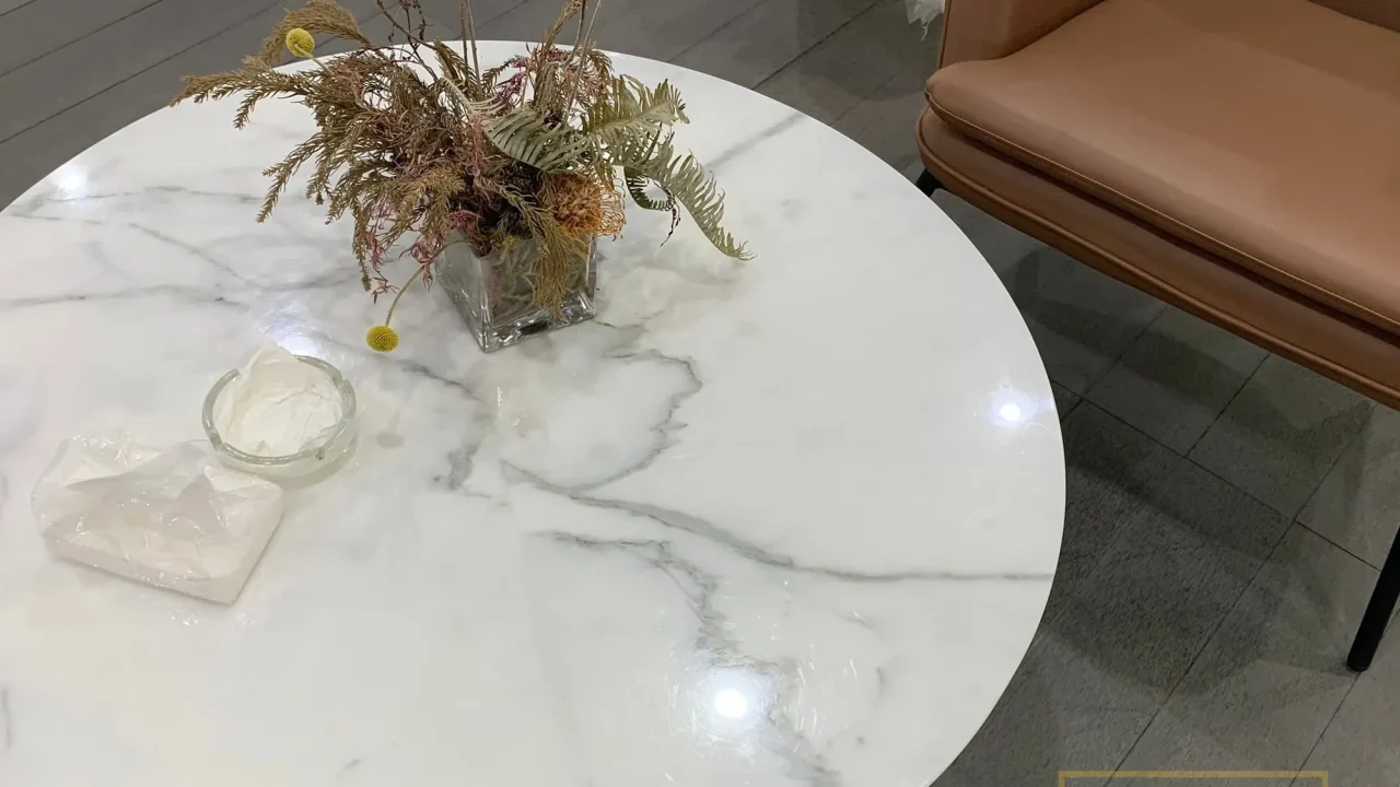 Calacatta gold marble rounded coffee table