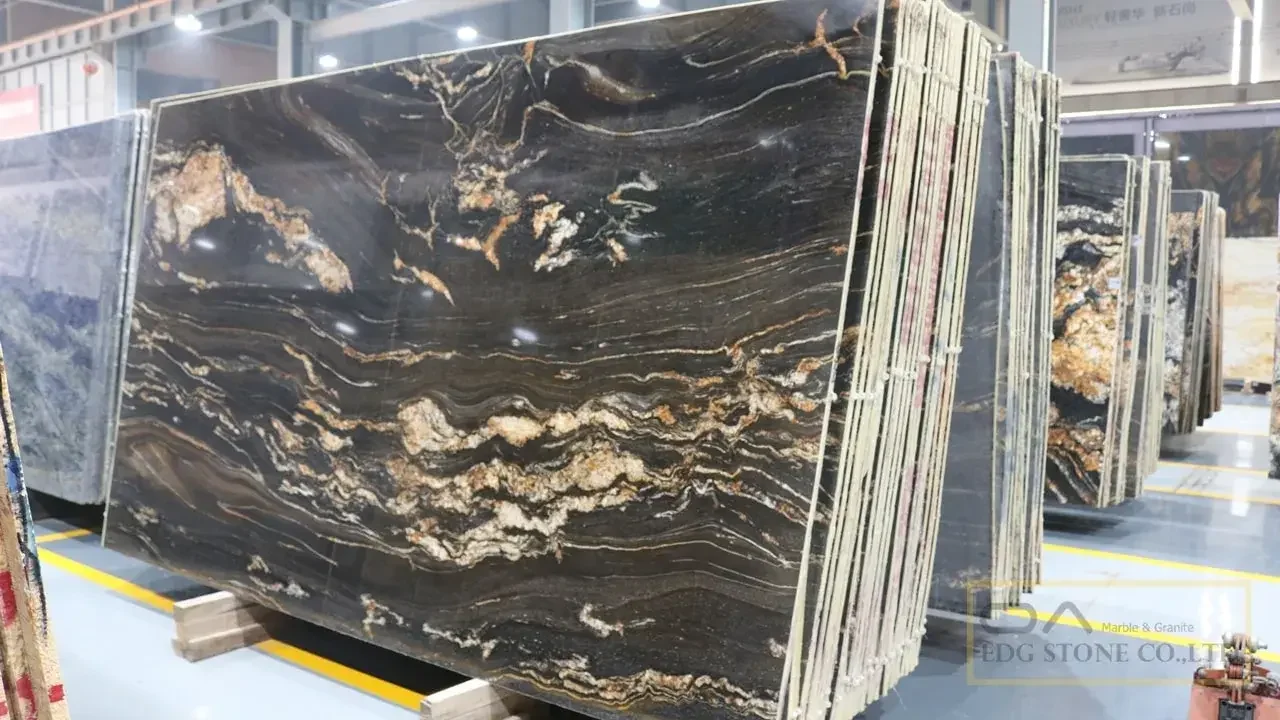 Magma Black Polished Granite Slab Random