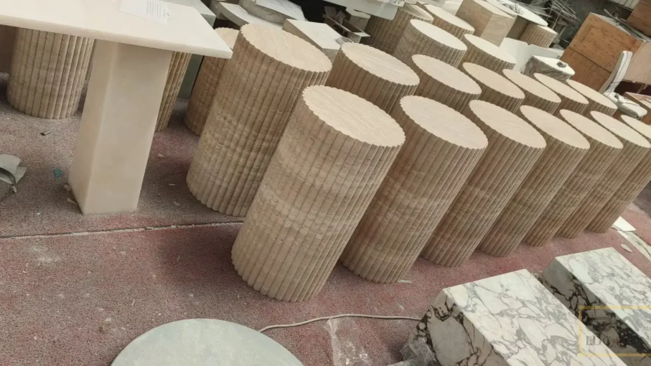 Small Beige Natural Travertine Table Stone Table