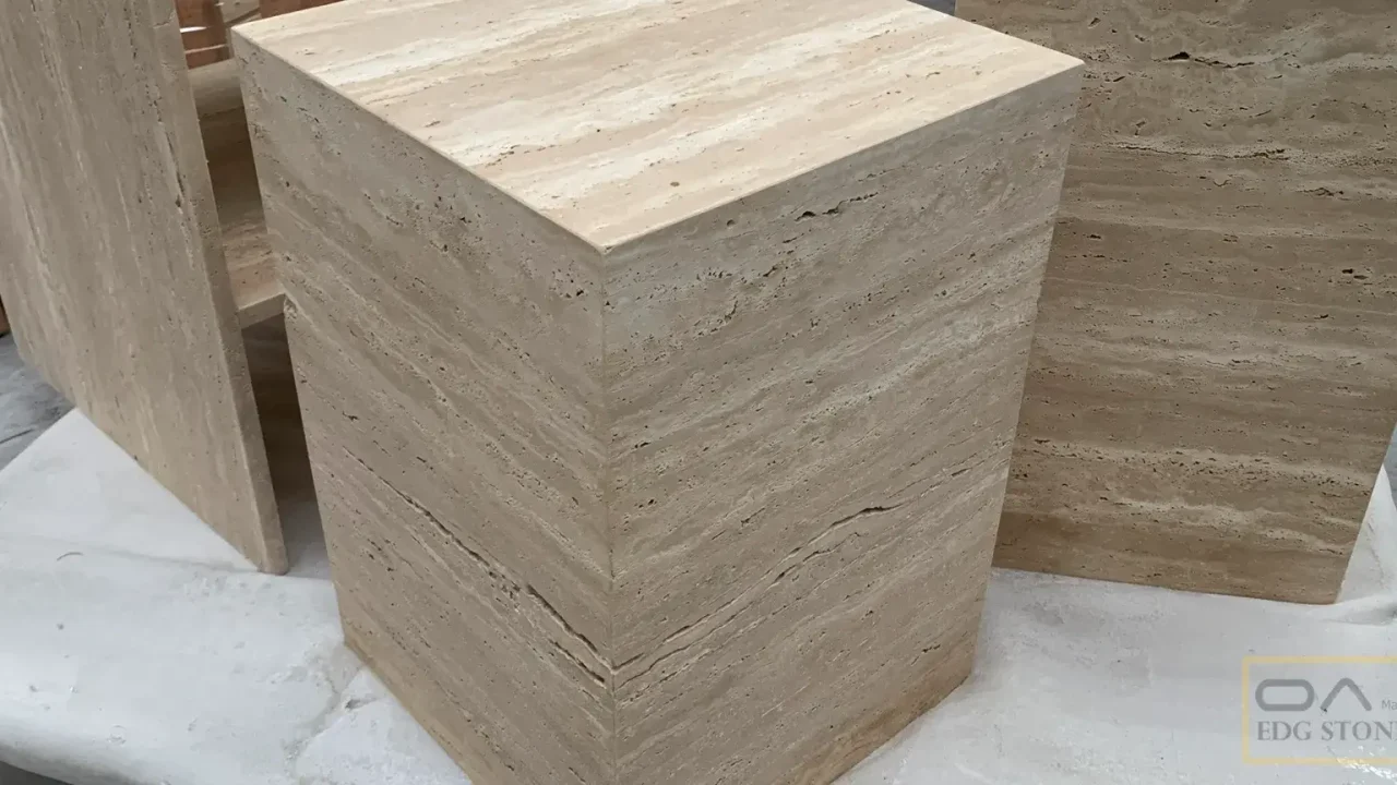 beige travertine stone tables