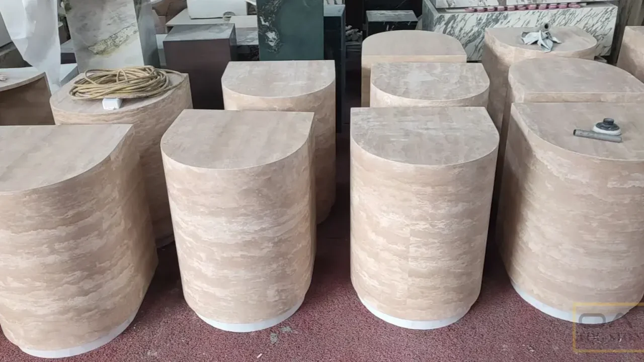 beige travertine table