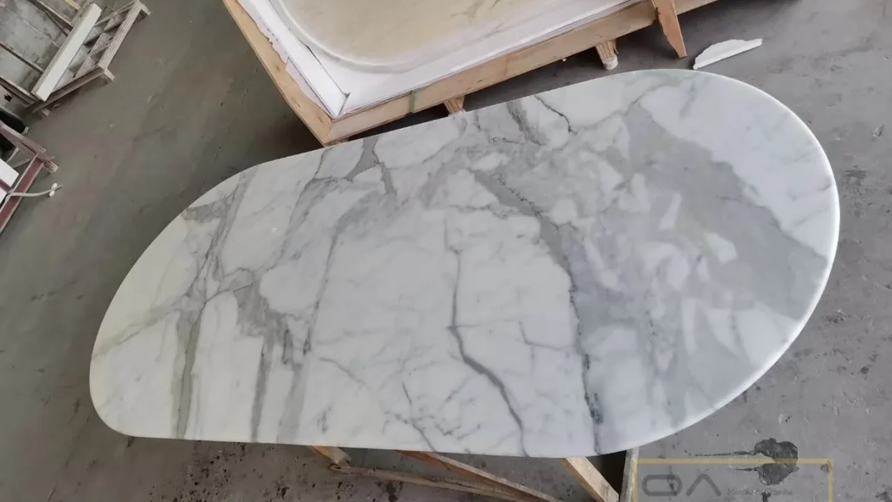 calacatta white marble rectangle coffee table